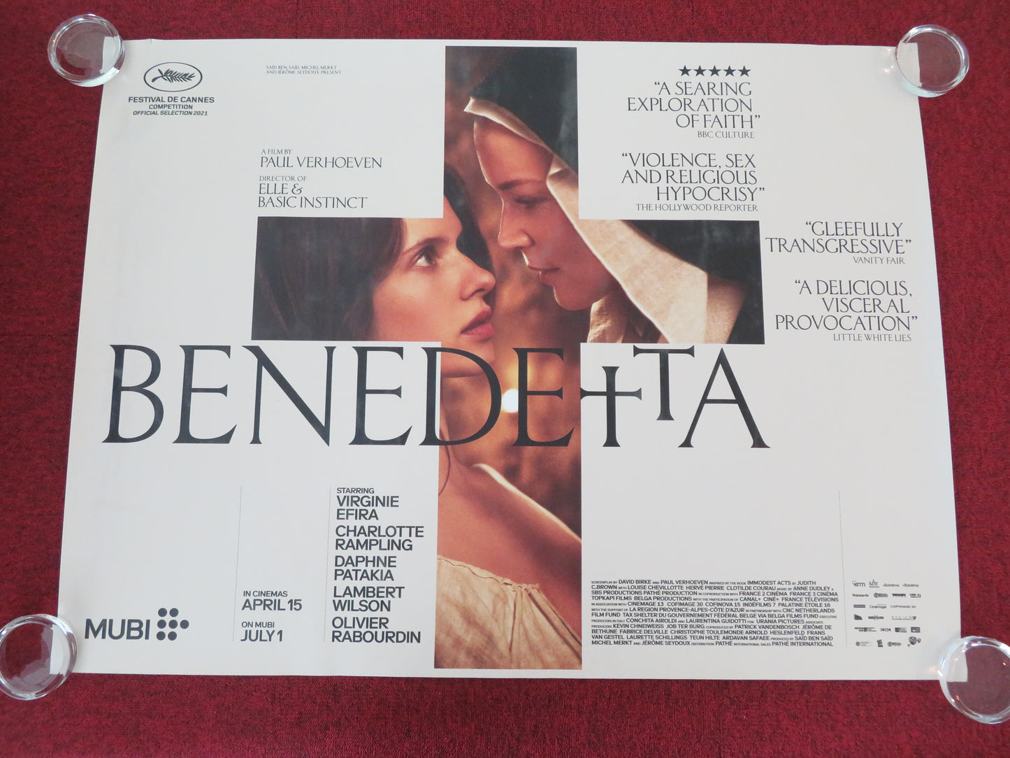 Benedetta UK Quad Rolled Poster Virginie Efira Charlotte Rampling 2021
