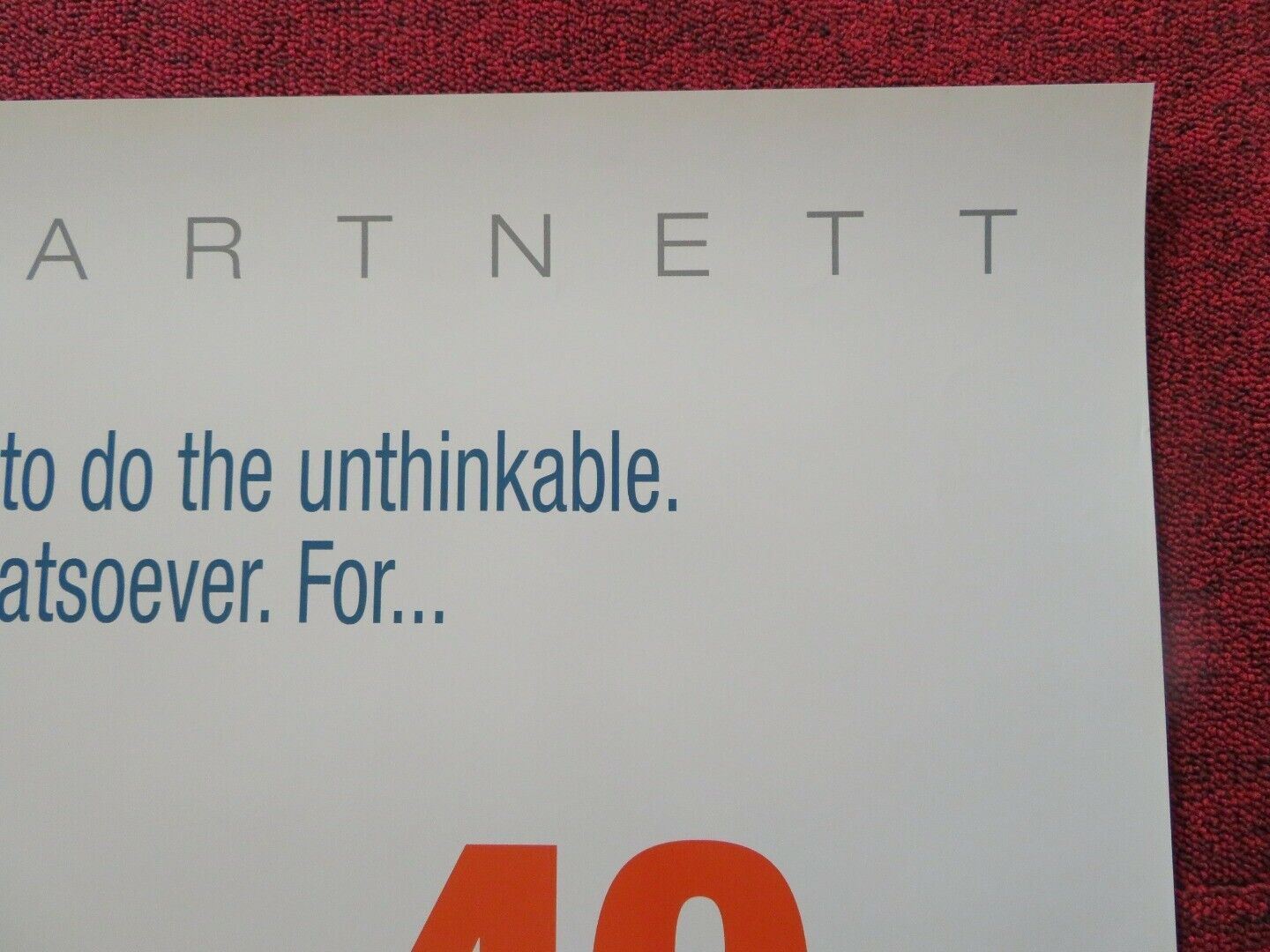 40 DAYS AND 40 NIGHTS US ONE SHEET ROLLED POSTER JOSH HARTNETT 2002 - Rendezvous Cinema