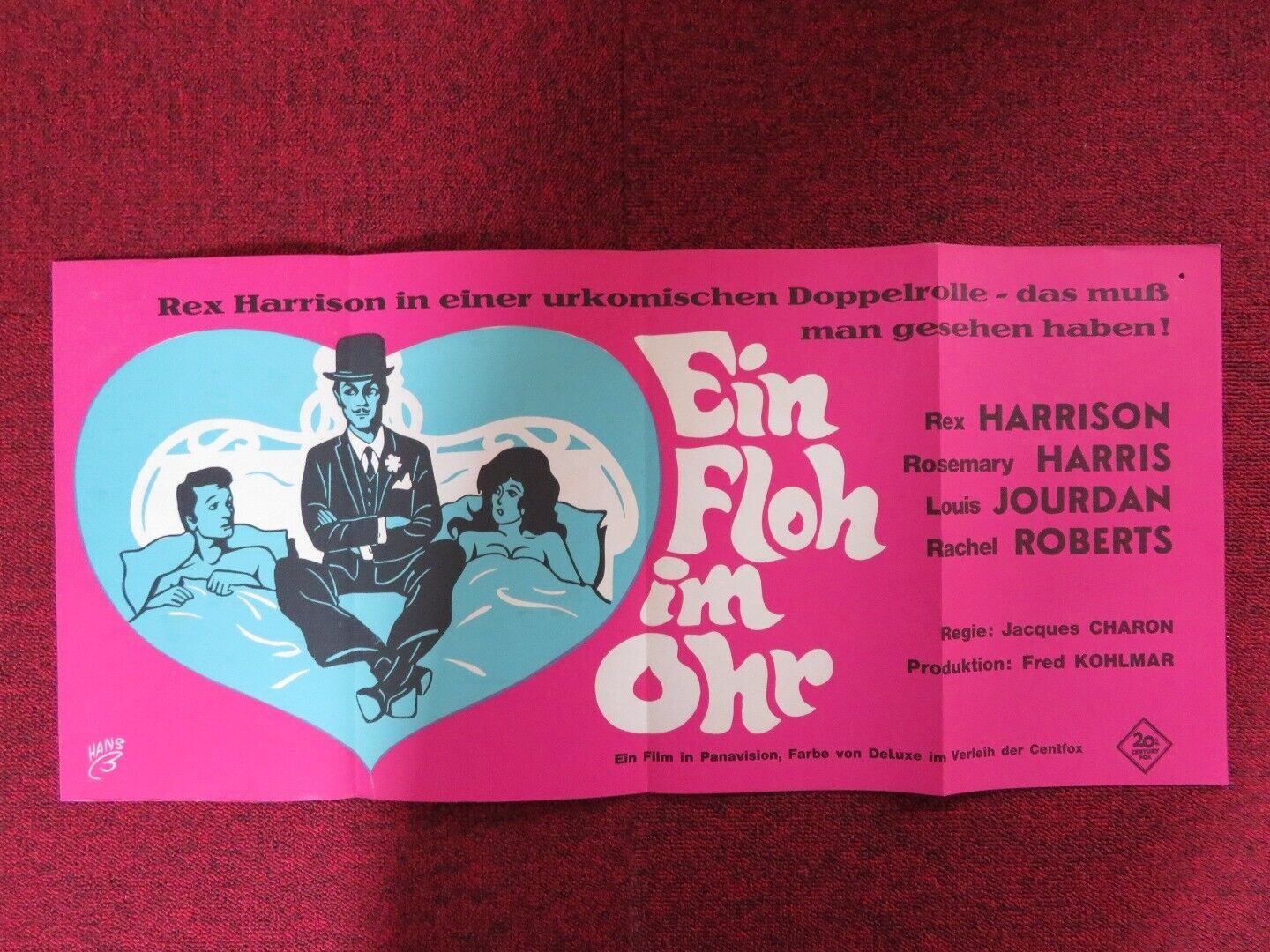 A FLEA IN HER EAR GERMAN POSTER (27"x 12.5") REX HARRISON ROSEMARY HAR ...