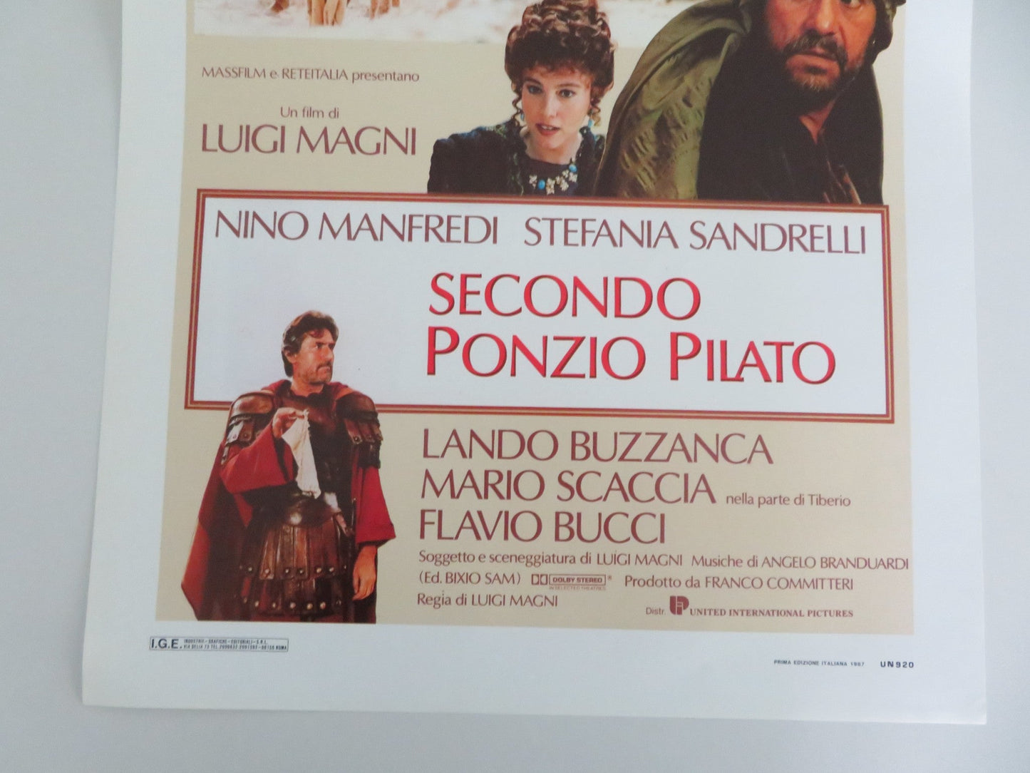 ACCORDING TO PONTIUS PILOT ITALIAN LOCANDINA POSTER NINO MANFREDI 1987 Movie posters
