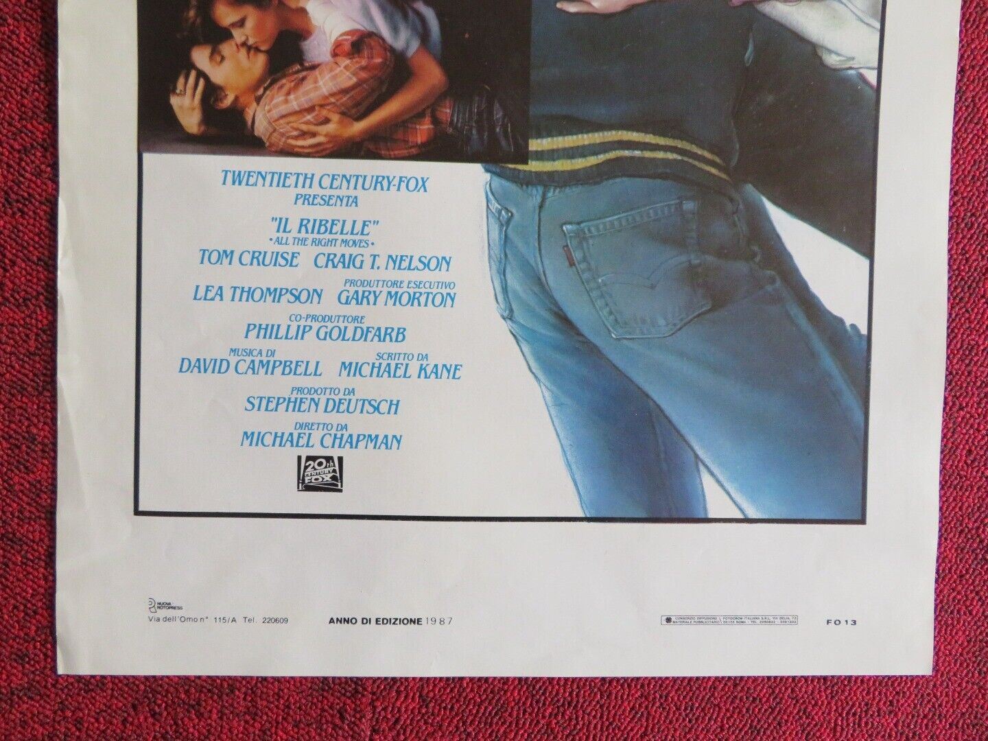 ALL THE RIGHT MOVES ITALIAN LOCANDINA (27.5"x13.5") POSTER TOM CRUISE 1983 - Rendezvous Cinema