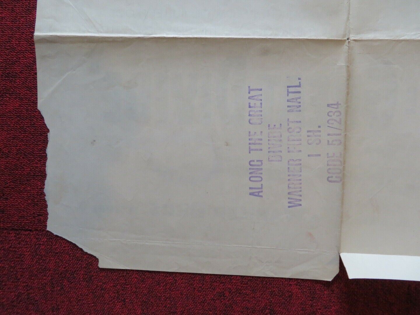 ALONG THE GREAT DIVIDE FOLDED US ONE SHEET POSTER KIRK DOUGLAS 1951