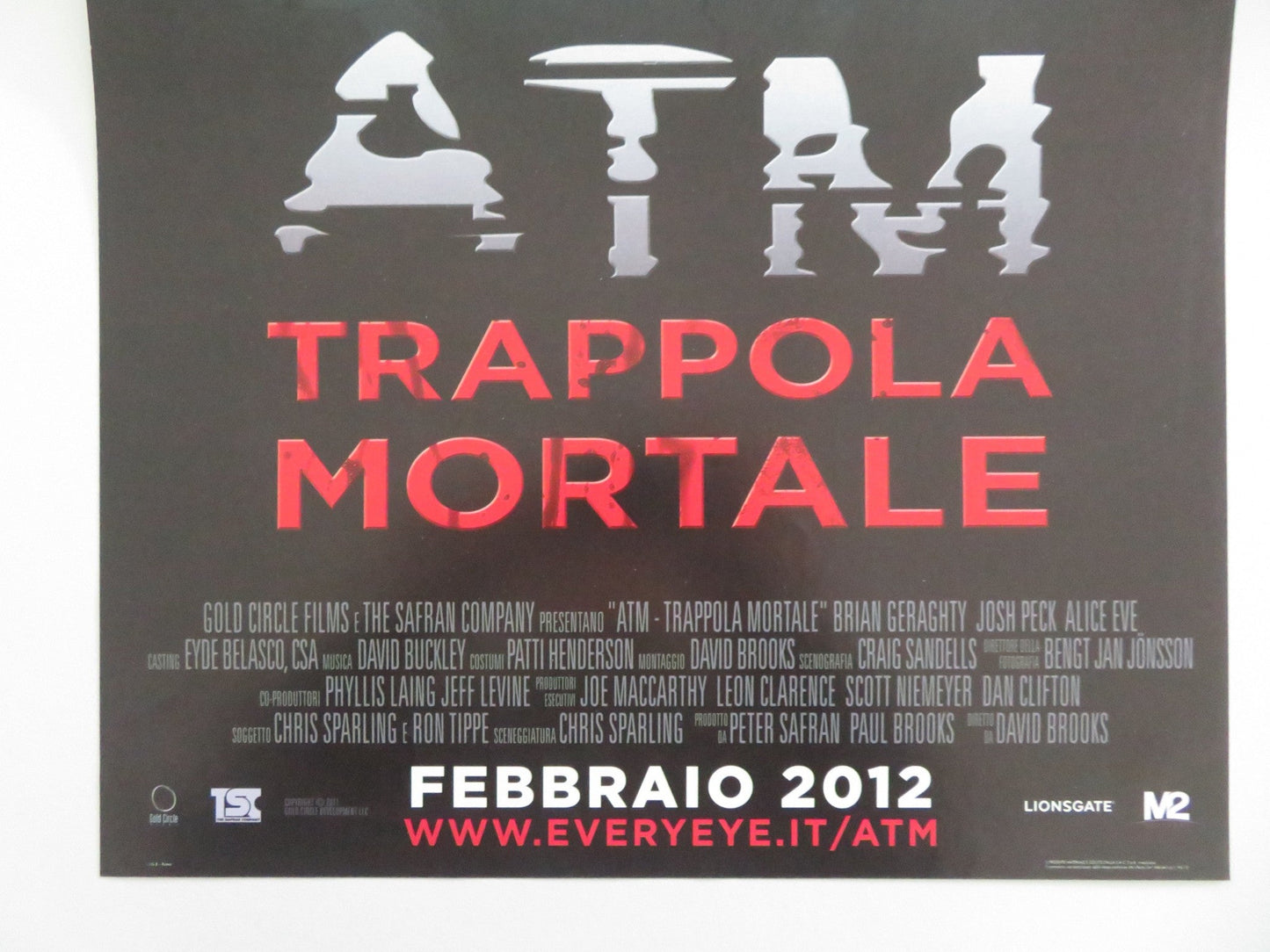 Atm - b Italian Locandina Poster Brian Geraghty Alice Eve 2012 Movie posters