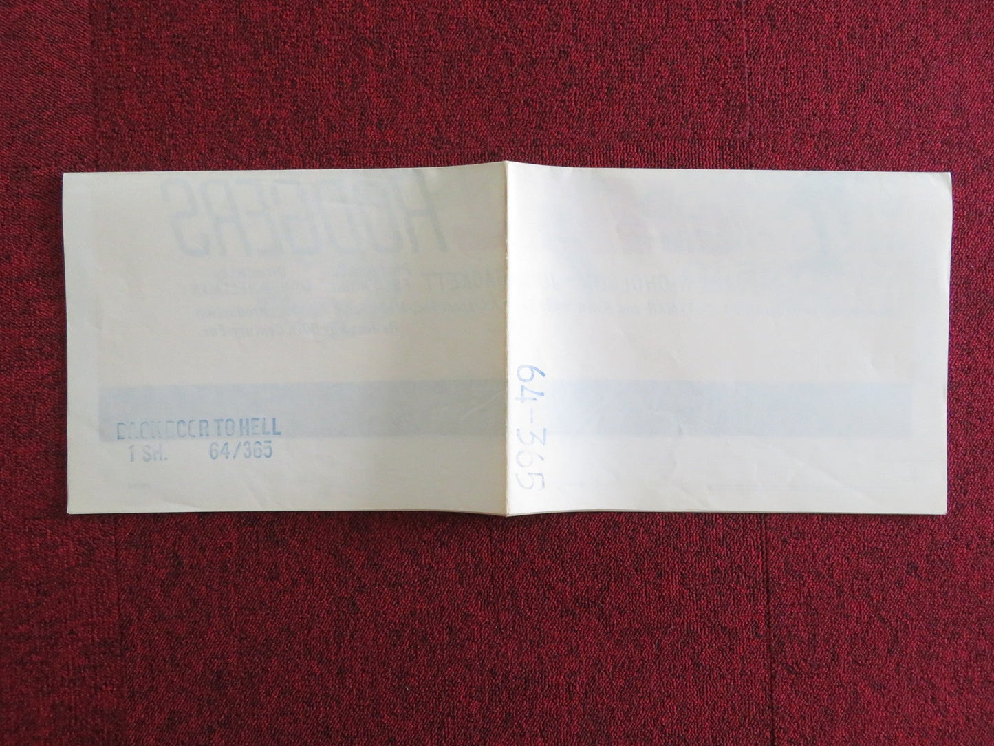 BACK DOOR TO HELL FOLDED US ONE SHEET POSTER JIMMIE RODGERS JACK NICHOLSON 1964 Rendezvous Cinema Movie posters