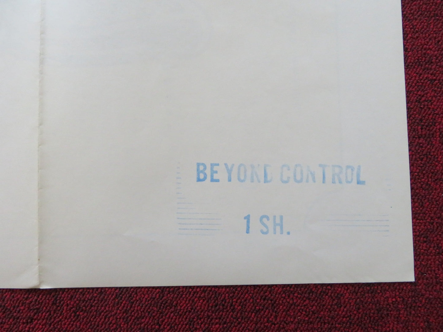 BEYOND CONTROL US TRI FOLDED ONE SHEET ROLLED POSTER WILLIAM BERGER 1968 Rendezvous Cinema Movie posters