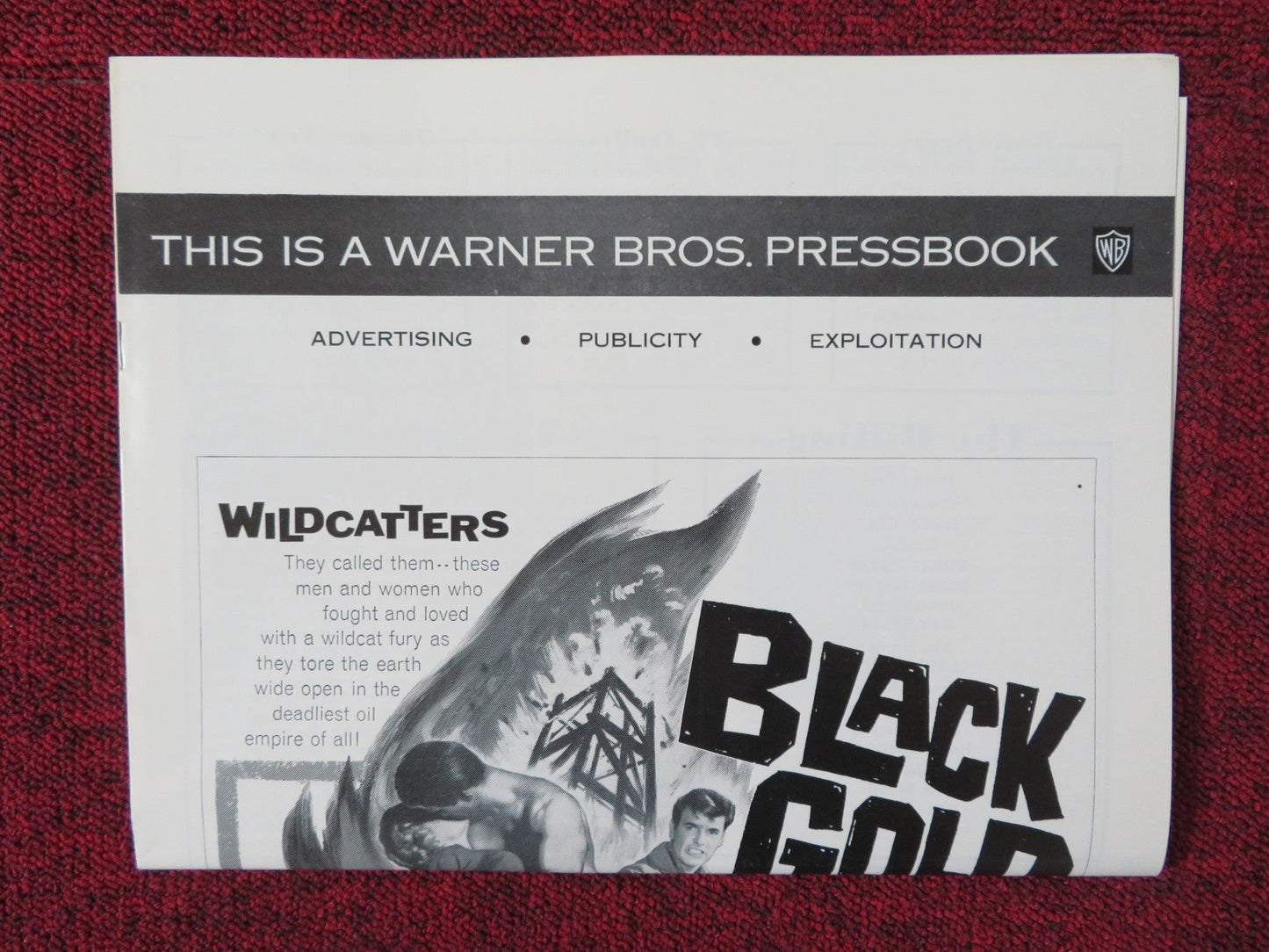 BLACK GOLD UNCUT FOLDED PRESS BOOK PHILIP CAREY DIANE MCBAIN 1962 Rendezvous Cinema Movie posters