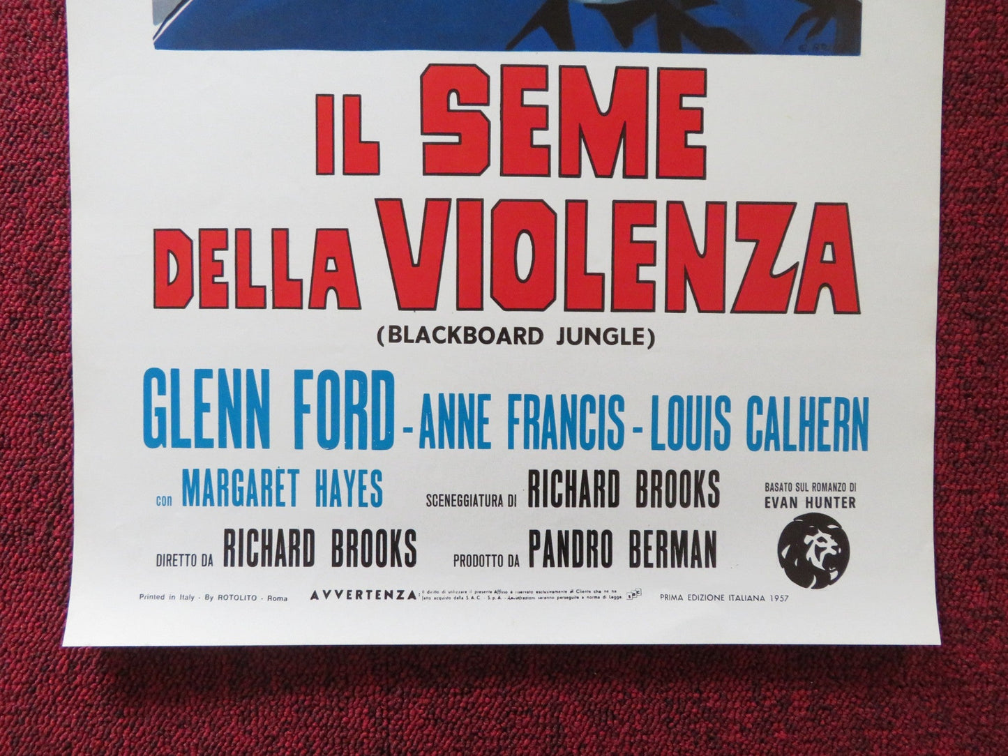 BLACKBOARD JUNGLE ITALIAN LOCANDINA POSTER GLENN FORD ANNE FRANCIS 1957 Rendezvous Cinema Movie posters