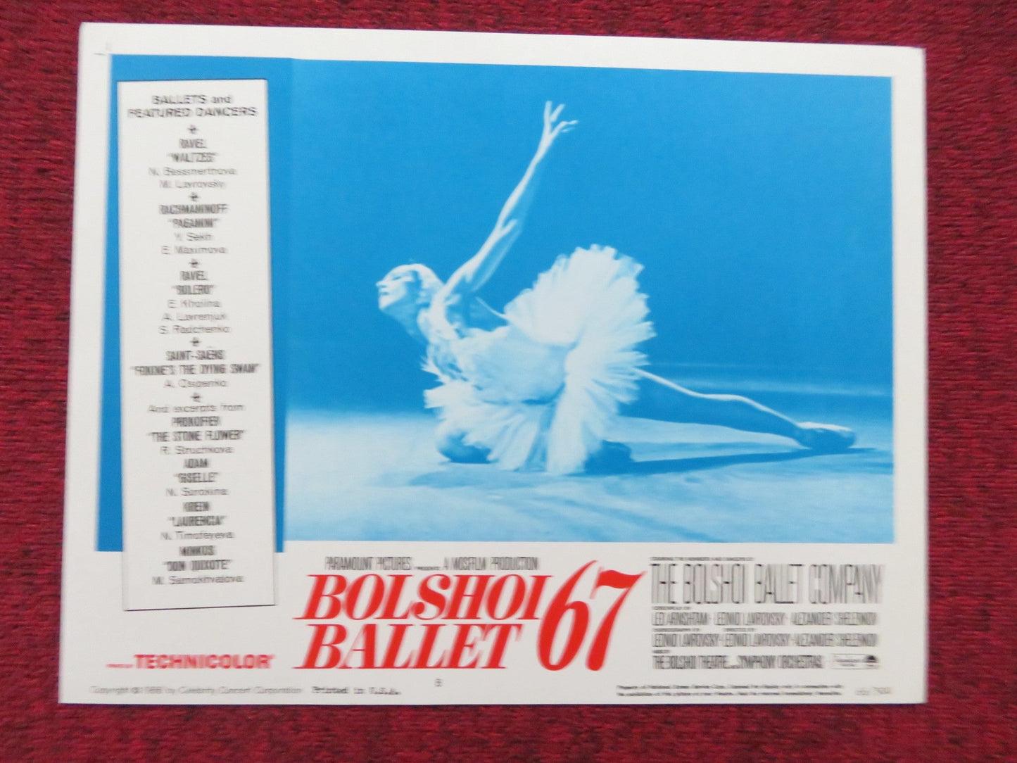 BOLSHOI BALLET '67 US LOBBY CARD FULL SET NATALIA BESSMERTNOVA Y.GRIGORIEV 1966 Rendezvous Cinema Movie posters