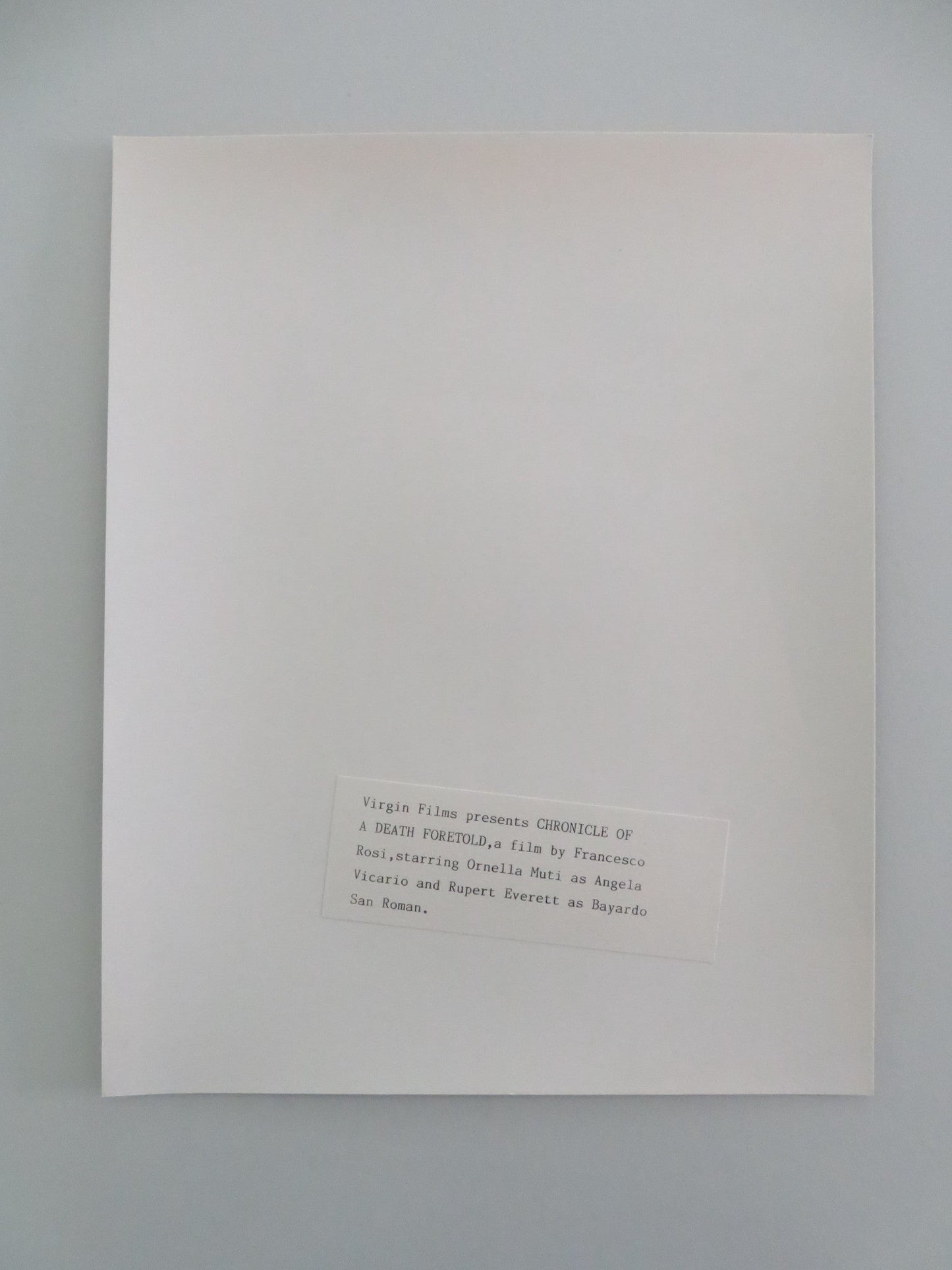 CHRONICLE OF A DEATH FORTOLD MOVIE STILL PHOTO RUPERT EVERETT ORNELLA MUTI 1987 Movie posters