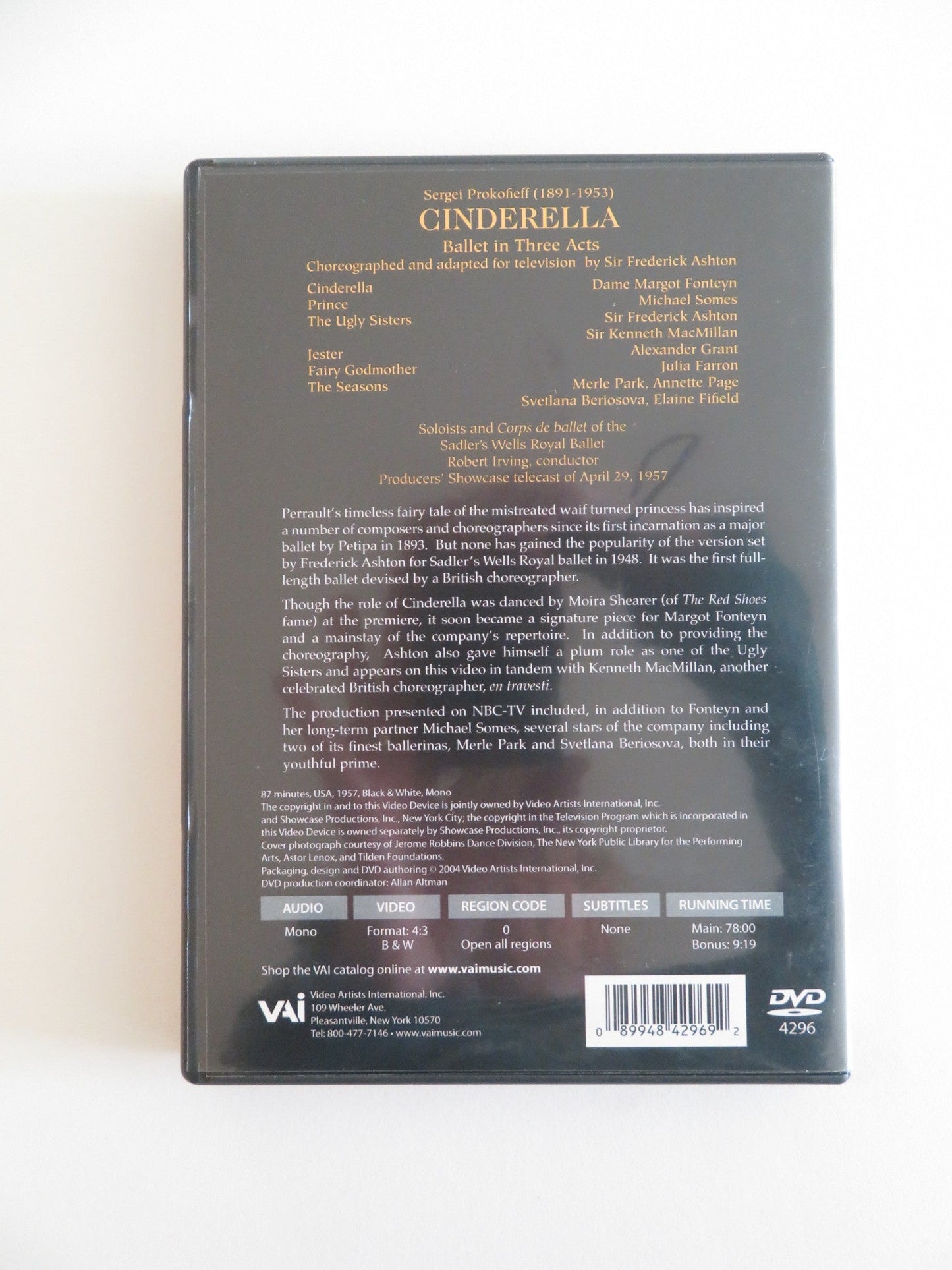 CINDERELLA (DVD) MARGOT FONTEYN MICHAEL SOMES 1957 REGION 0 Rendezvous Cinema Movie posters