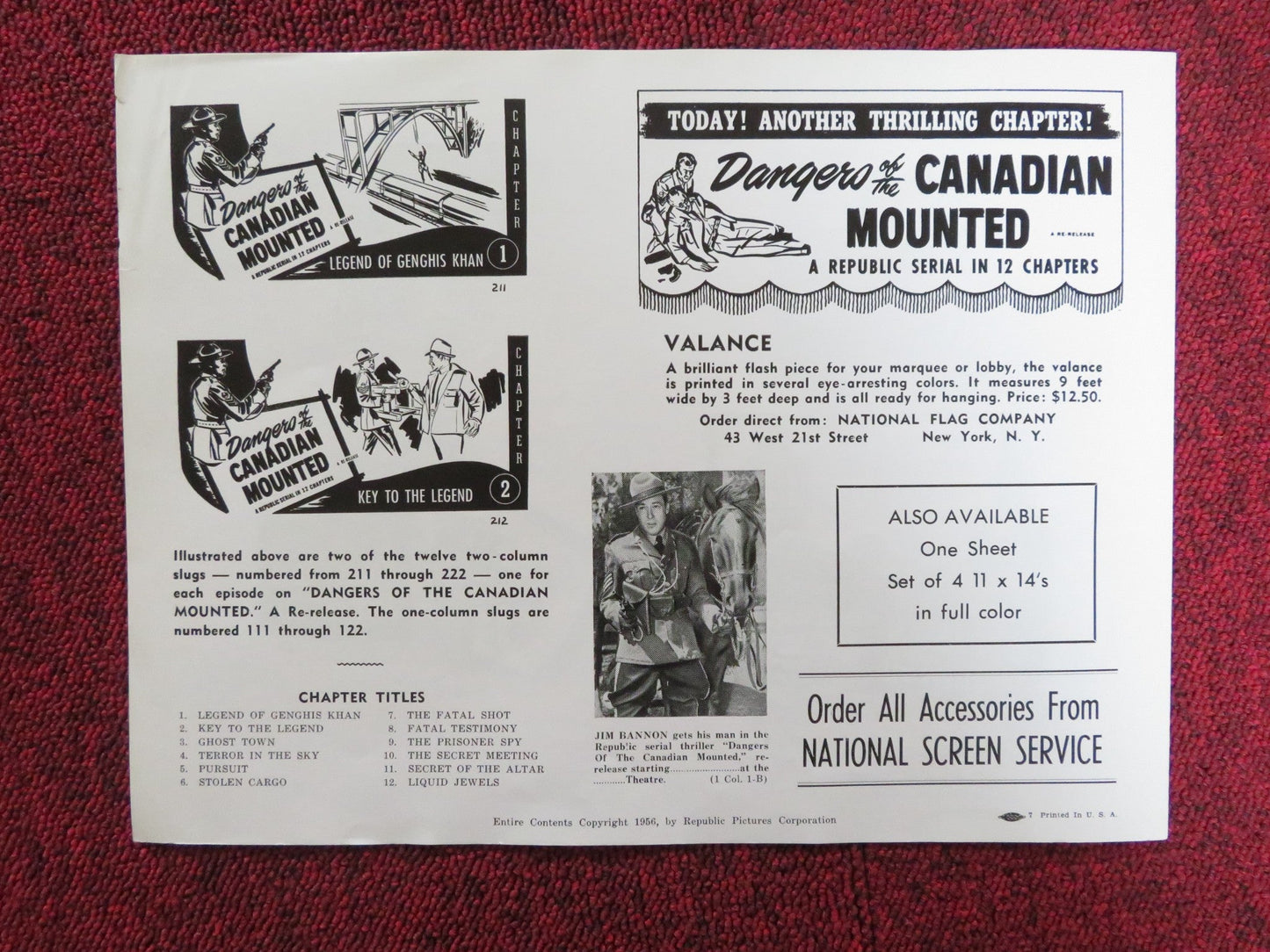 DANGERS OF THE CANADIAN MOUNTED UNCUT PRESS BOOK JIM BANNON R1956 Rendezvous Cinema Movie posters