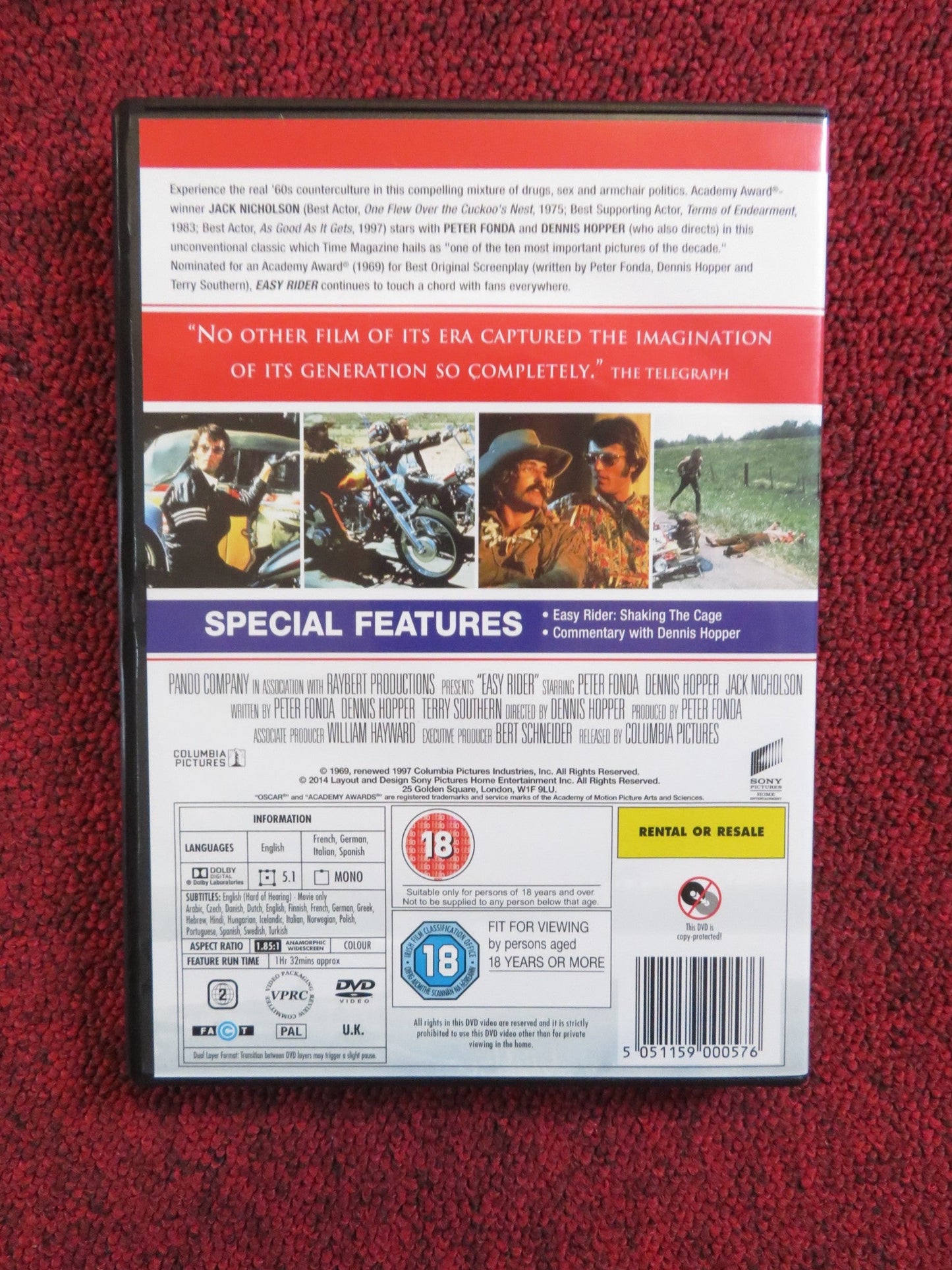 EASY RIDER (DVD) PETER FONDA DENNIS HOPPER JACK NICHOLSON 1969 REGION 2 Rendezvous Cinema Movie posters