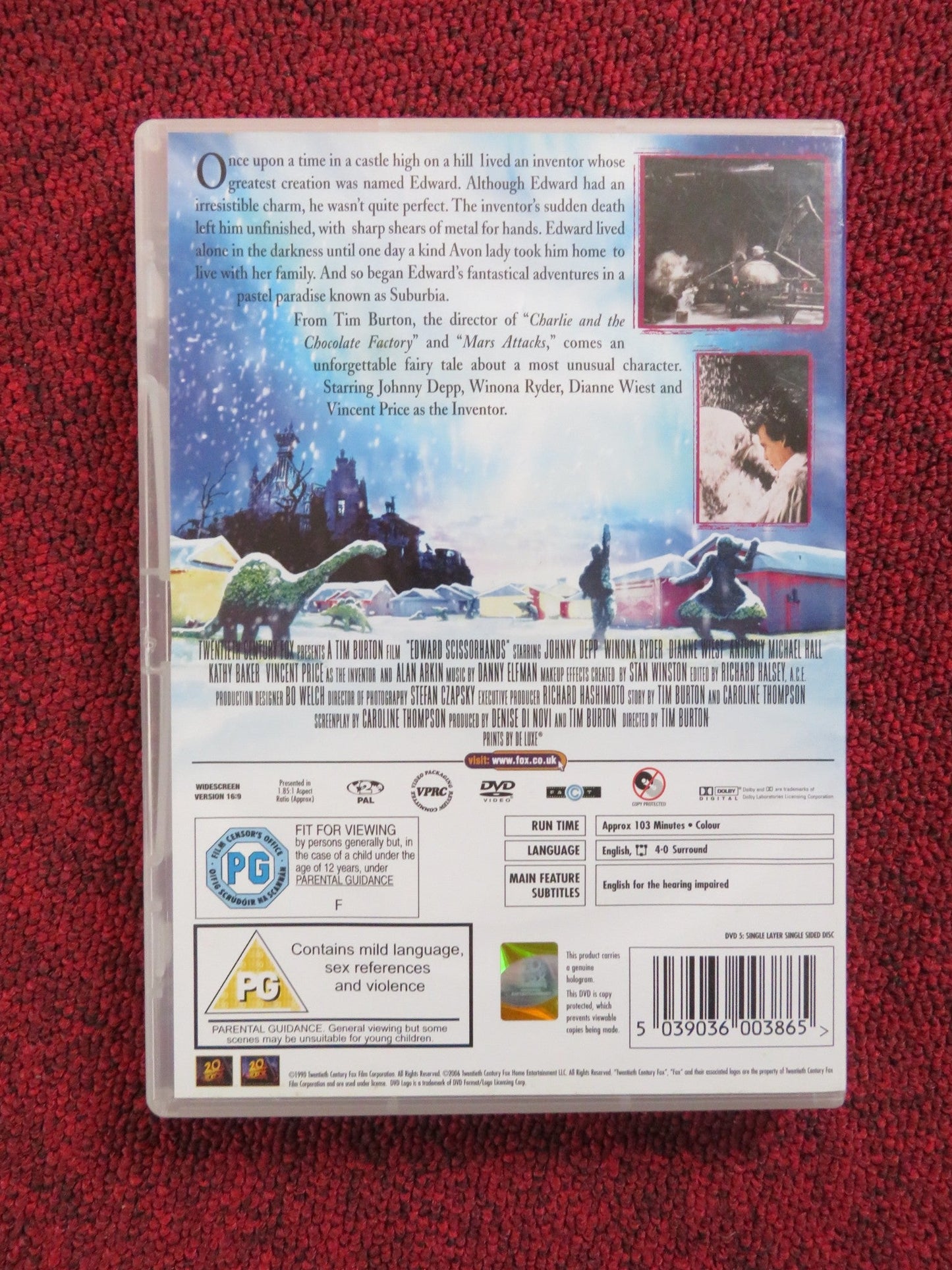 EDWARD SCISSORHANDS (DVD) JOHNNY DEPP WINONA RYDER 1990 REGION 2 Rendezvous Cinema Movie posters