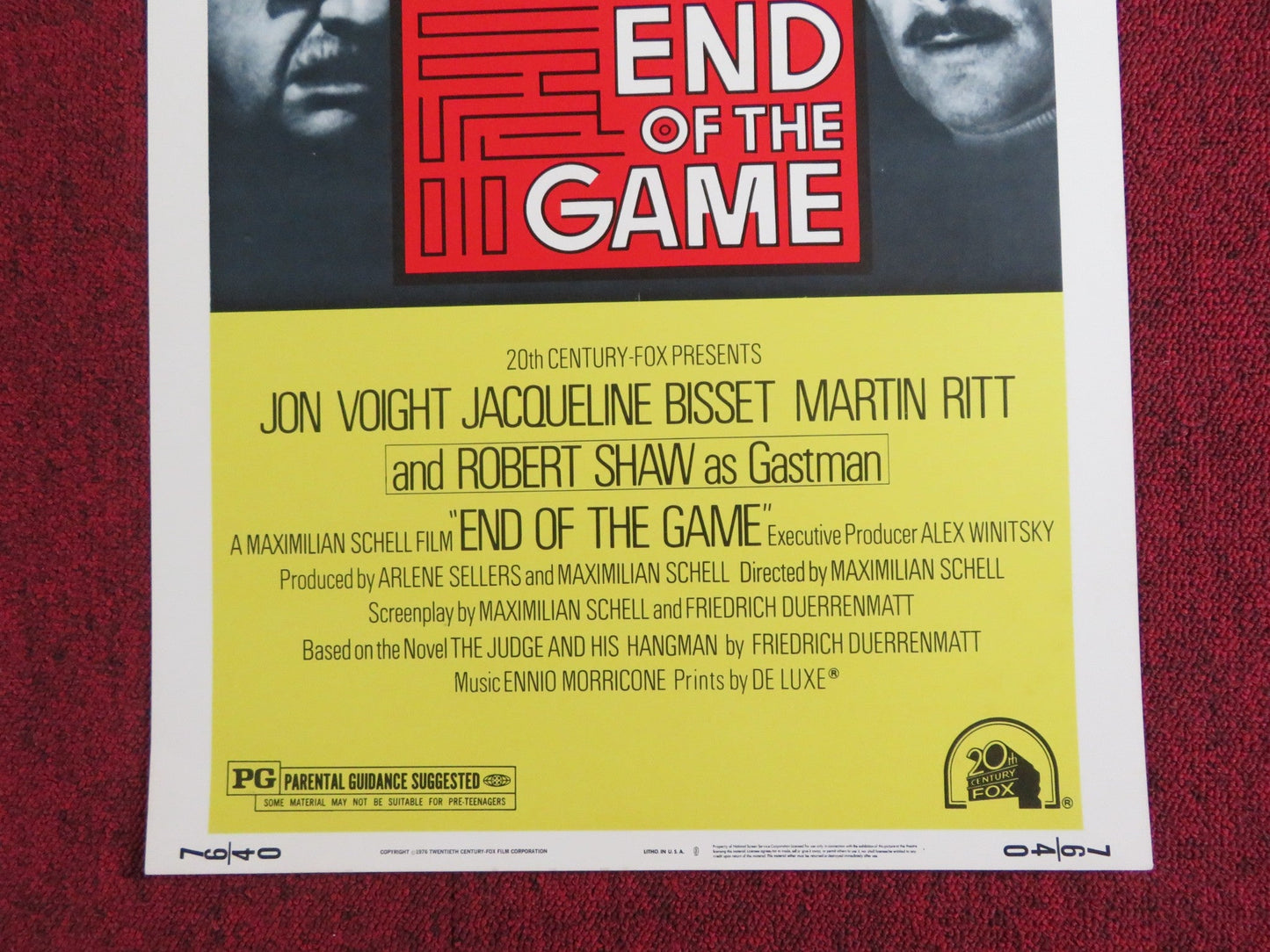 END OF THE GAME US INSERT POSTER JON VOIGH JACQUELINE BISSET 1976 Rendezvous Cinema Movie posters