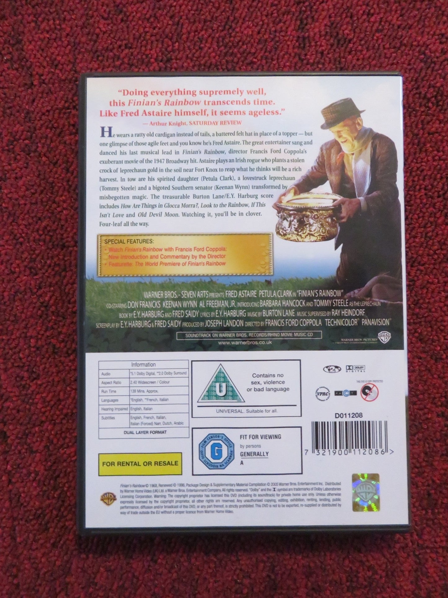 FINIAN'S RAINBOW (DVD) FRED ASTAIRE PETULA CLARK 1968 REGION 2 Rendezvous Cinema Movie posters