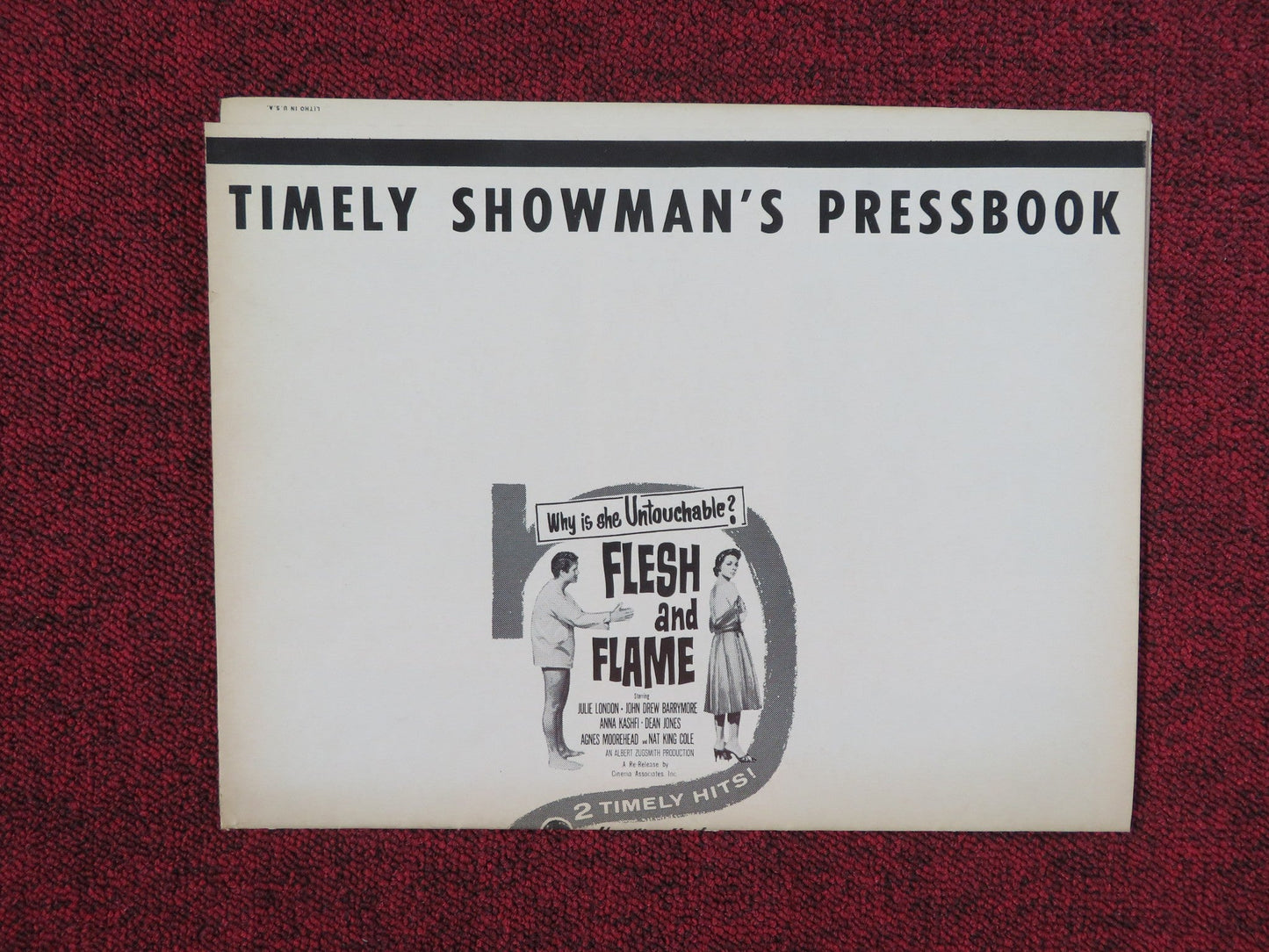 FLESH AND FLAME / THIS REBEL AGE FOLDED PRESS BOOK JULIE LONDON 1959 Rendezvous Cinema Movie posters