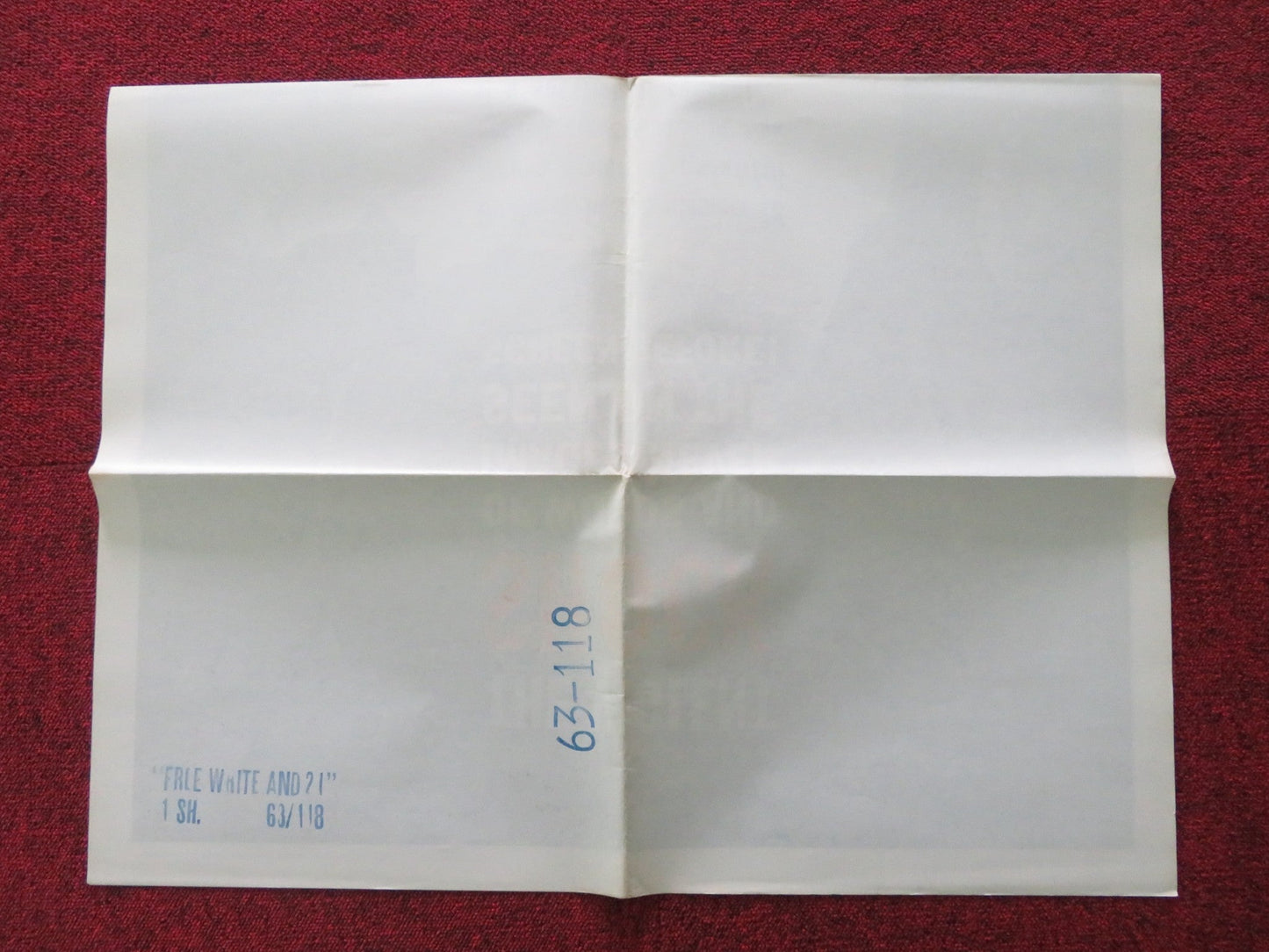 FREE, WHITE AND 21 FOLDED US ONE SHEET POSTER FREDERICK O'NEAL A. LUND 1963 Rendezvous Cinema Movie posters