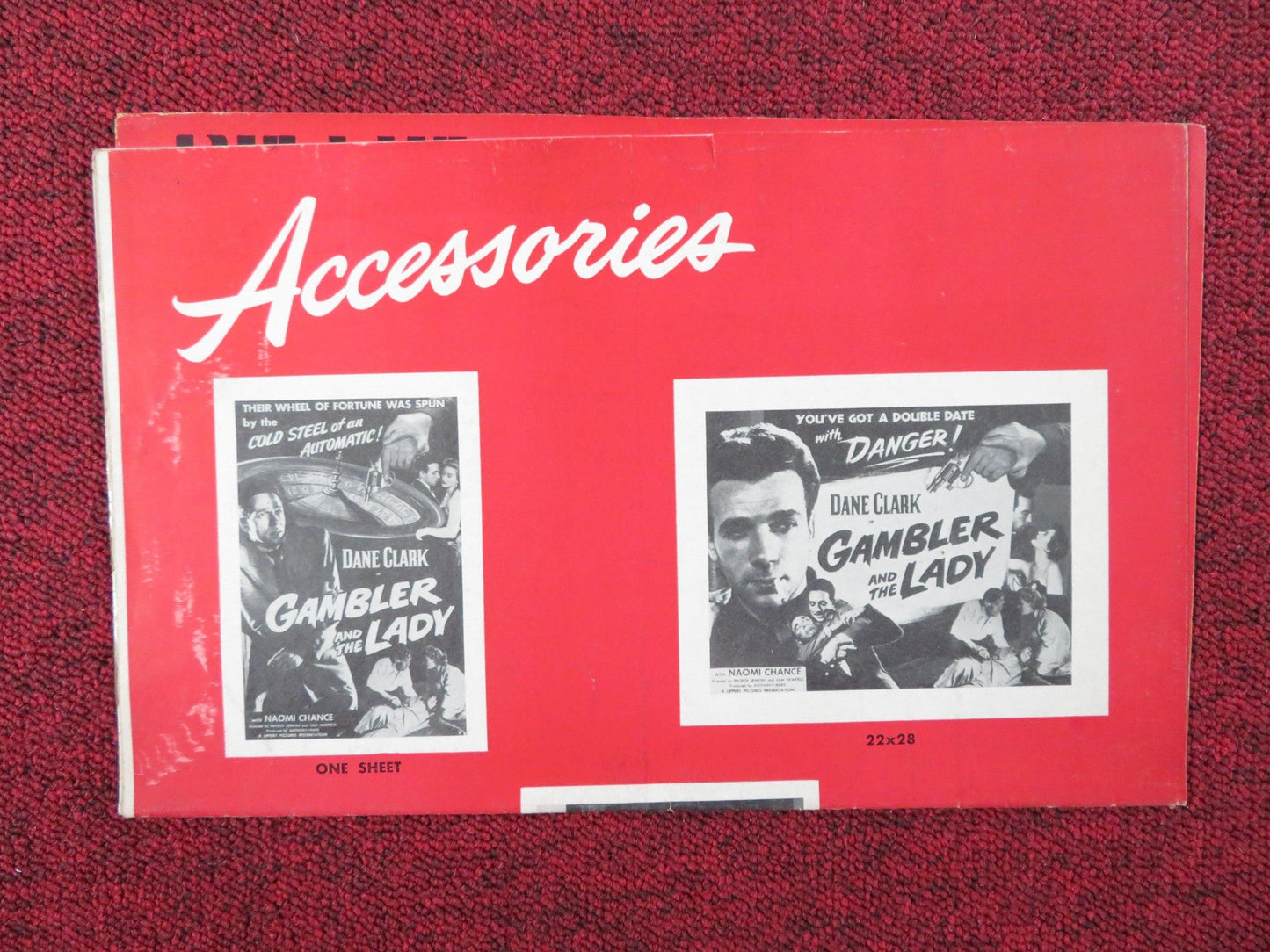 GAMBLER AND THE LADY UNCUT PRESS BOOK FOLDED DANE CLARK KATHLEEN BYRON 1952 Rendezvous Cinema Movie posters