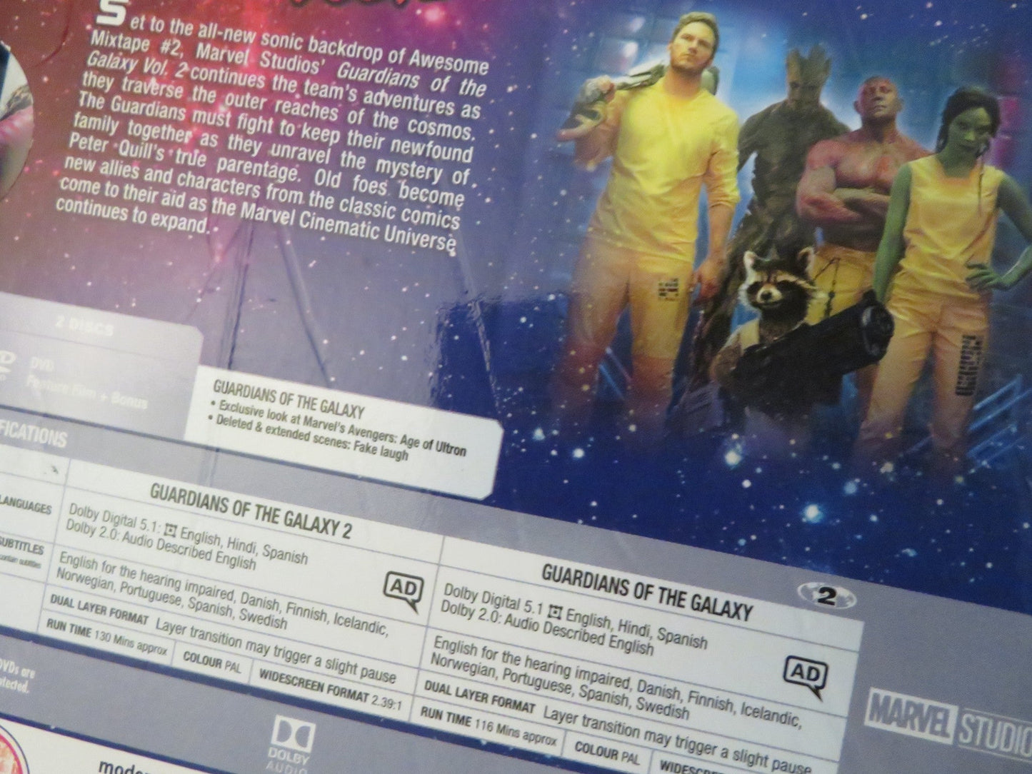GUARDIANS OF THE GALAXY VOL. 1 & 2 OBVIOUSLY (DVD BOXSET) C. PRATT 2014 REGION 2 Movie posters