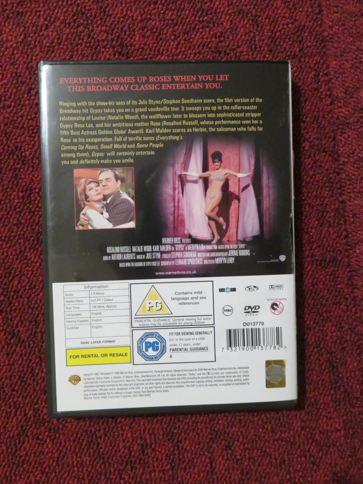 GYPSY (DVD) ROSALIND RUSSELL NATALIE WOOD 1962 REGION 2 Rendezvous Cinema Movie posters