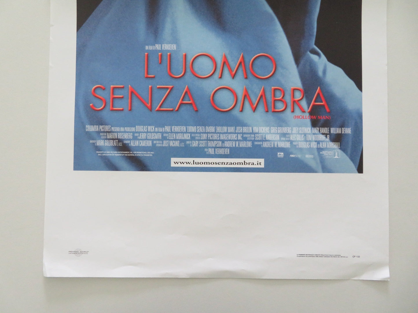 Hollow Man ITALIAN LOCANDINA POSTER KEVIN BACON ELISABETH SHUE 2000 Movie posters