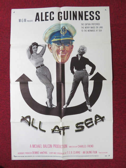 ALL AT SEA FOLDED US ONE SHEET POSTER ALEC GUINNESS DONALD PLEASENCE 1957