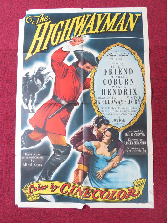 THE HIGHWAYMAN FOLDED US ONE SHEET POSTER PHILIP FRIEND CHARLES COBURN 1951