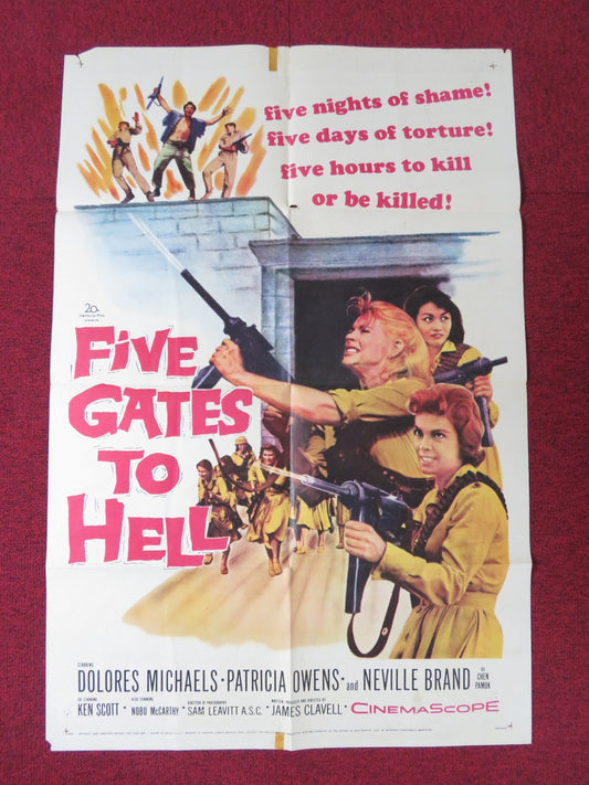 FIVE GATES TO HELL FOLDED US ONE SHEET POSTER DOLORES MICHAELS P. OWENS 1959