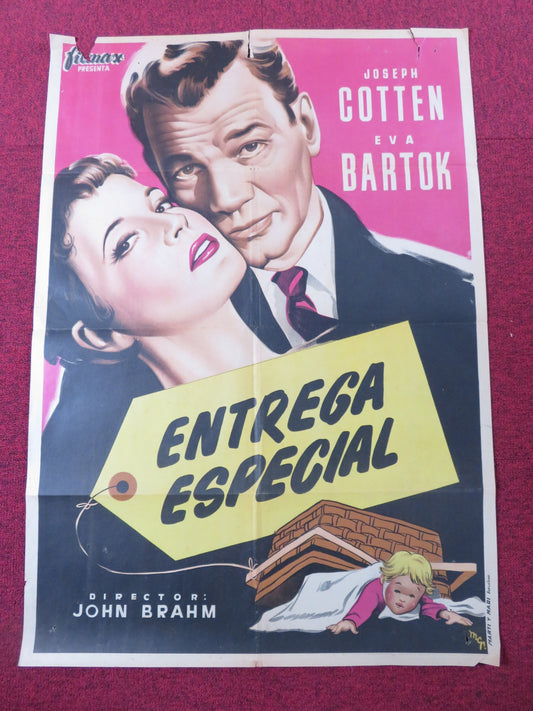 SPECIAL DELIVERY SPANISH POSTER JOSEPH COTTEN EVA BARTOK 1955