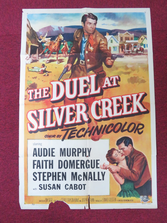 DUEL AT SILVER CREEK FOLDED US ONE SHEET POSTER AUDIE MURPHY FAITH DOMERGUE 1952