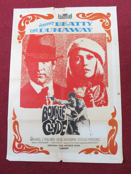 BONNIE AND CLYDE SPANISH POSTER WARREN BEATTY FAYE DUNAWAY R1978