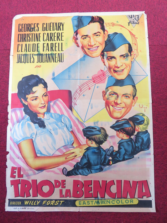 THE THREE FROM THE FILLING STATION SPANISH POSTER GEORGE GUETARY C. CARER 1956