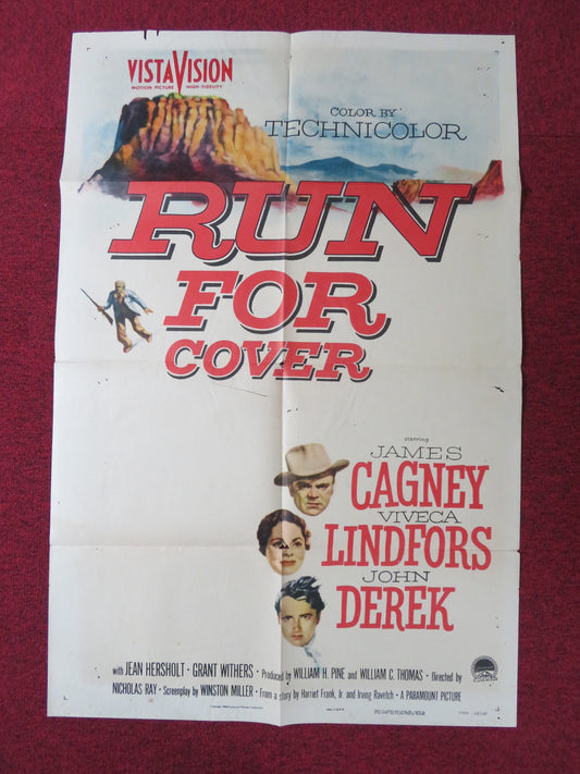 RUN FOR COVER FOLDED US ONE SHEET POSTER JAMES CAGNEY VIVECA LINDFORS 1955