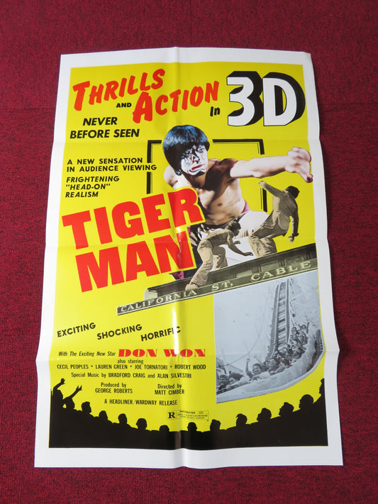 TIGER MAN FOLDED US ONE SHEET POSTER DON WONG CECIL PEOPLES 1983
