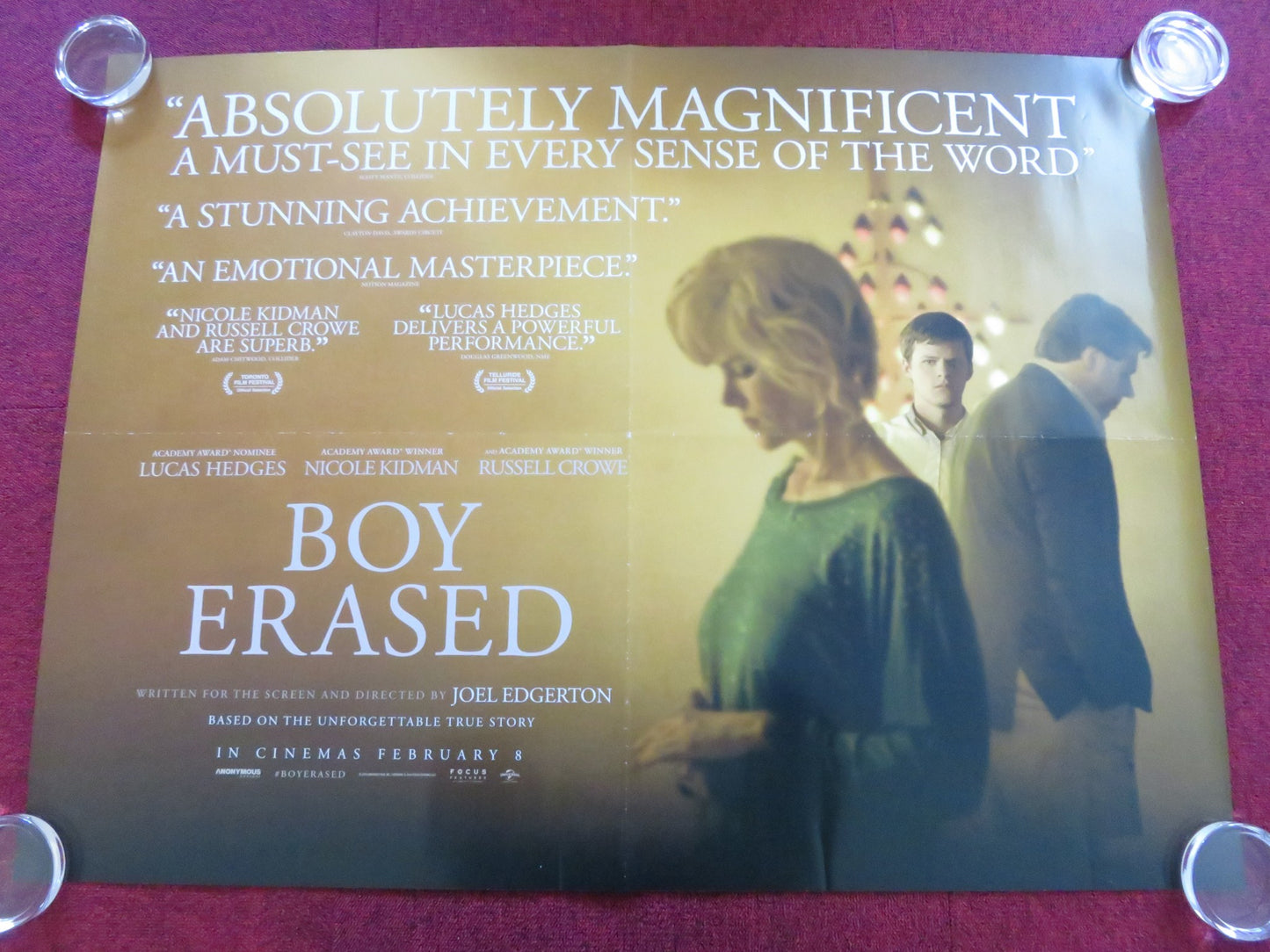 BOY ERASED UK QUAD ROLLED POSTER NICOLE KIDMAN RUSSELL CROWE 2018