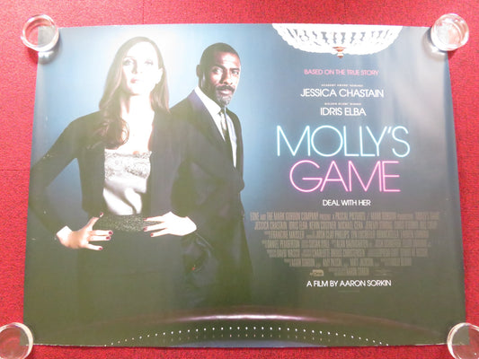 MOLLYS' GAME UK QUAD ROLLED POSTER JESSICA CHASTAIN IDRIS ELBA 2017