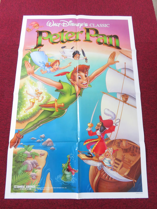 PETER PAN FOLDED US ONE SHEET POSTER BOBBY DRISCOLL KATHRYN BEAUMONT 1989