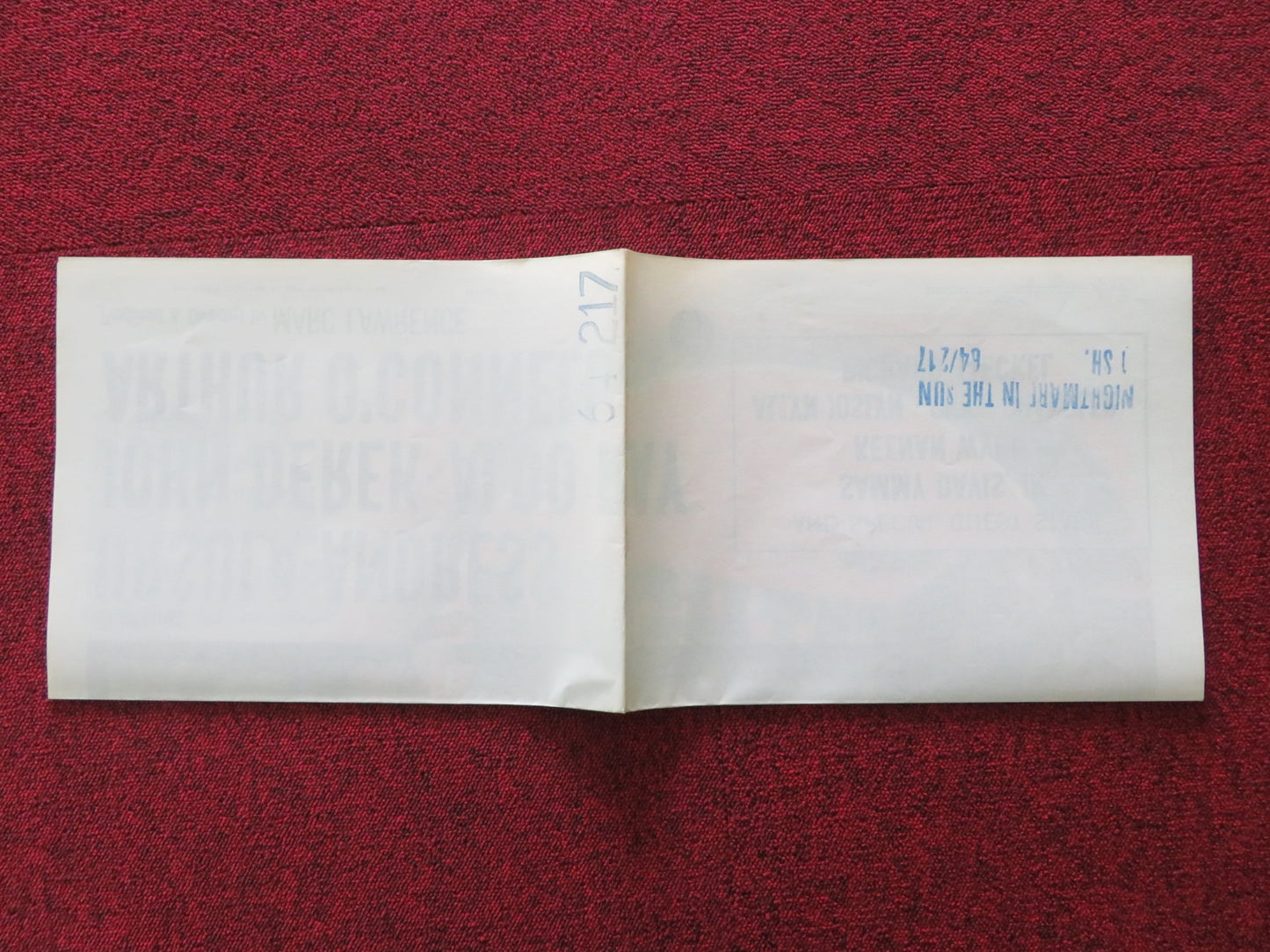 NIGHTMARE IN THE SUN FOLDED US ONE SHEET POSTER URSULA ANDRESS JOHN DEREK 1964 - Rendezvous Cinema