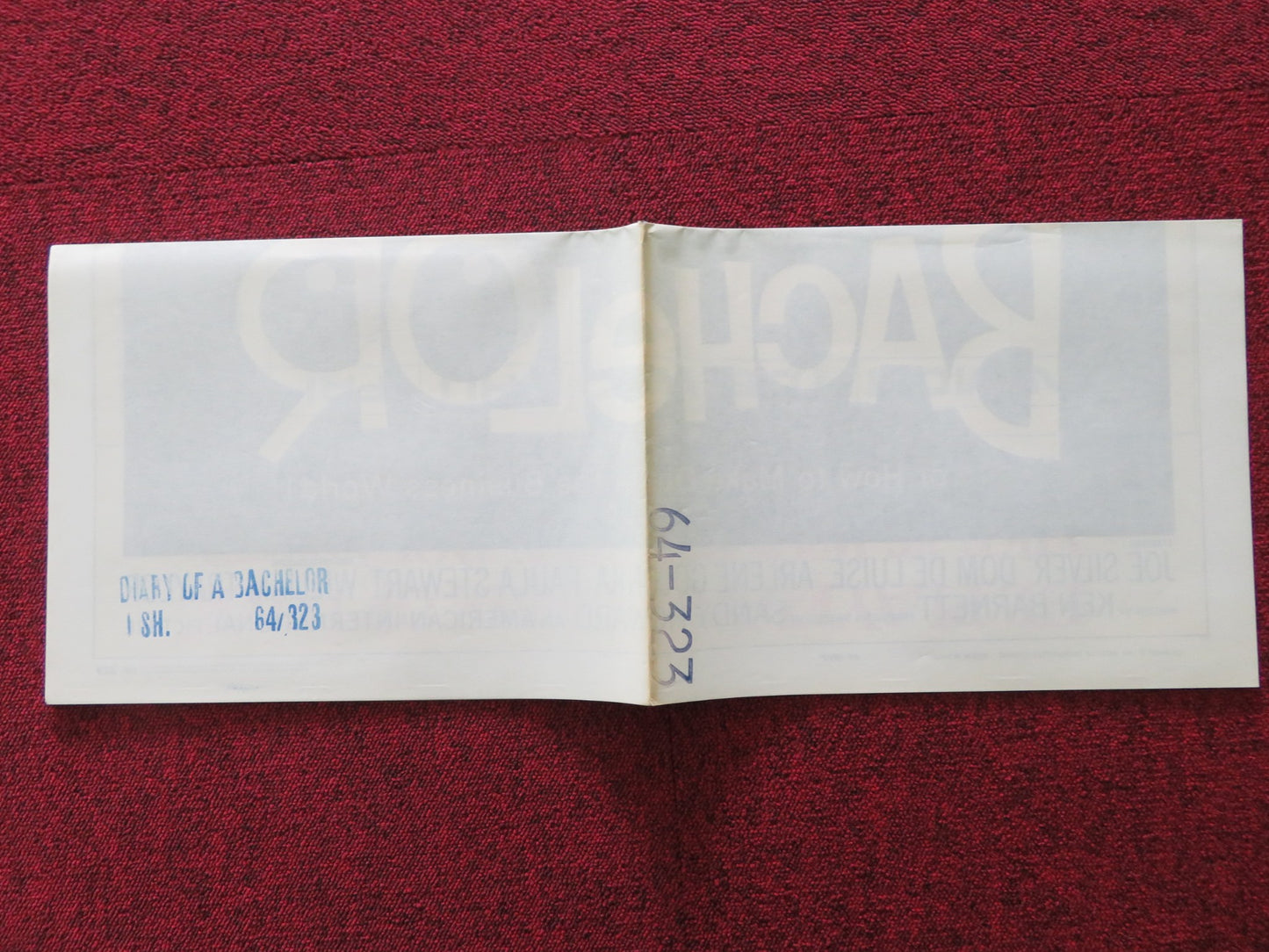 DIARY OF A BACHELOR FOLDED US ONE SHEET POSTER JOE SILVER DOM DELUISE 1964 - Rendezvous Cinema