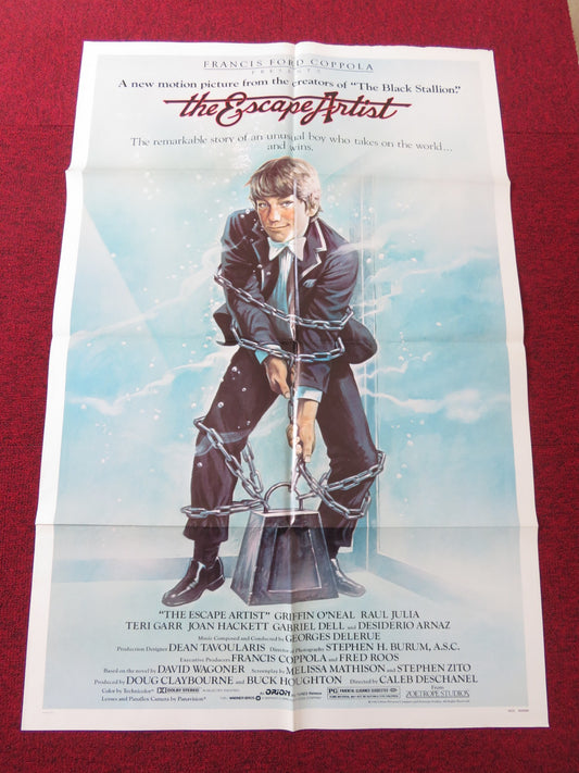 THE ESCAPE ARTIST- B FOLDED US ONE SHEET POSTER GRIFFIN O'NEAL RAUL JULIA 1982