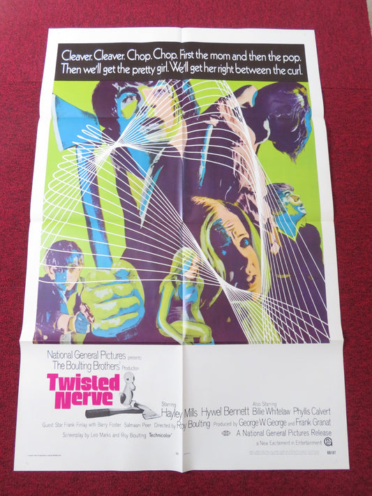 TWISTED NERVE FOLDED US ONE SHEET POSTER HAYLEY MILLS HYWEL BENNETT 1969