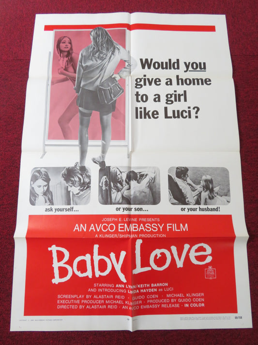 BABY LOVE FOLDED US ONE SHEET POSTER ANN LYNN KEITH BARRON 1969