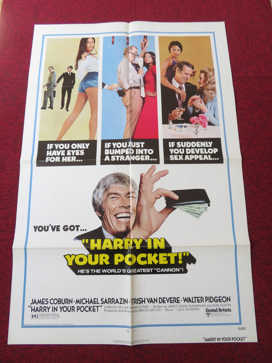 HARRY IN YOUR POCKET FOLDED US ONE SHEET POSTER JAMES COBURN M. SARRAZIN 1973