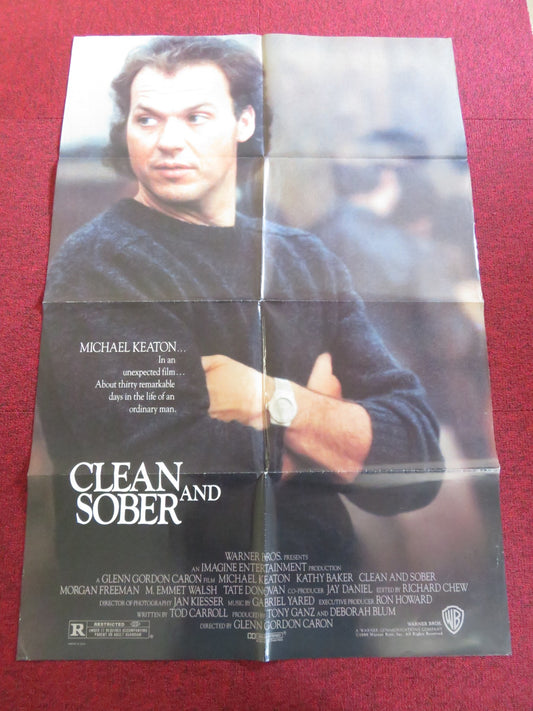 CLEAN AND SOBER FOLDED US ONE SHEET POSTER MICHAEL KEATON KATHY BAKER 1988