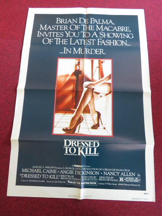 DRESSED TO KILL FOLDED US ONE SHEET POSTER MICHAEL CAINE ANGIE DICKINSON 1980