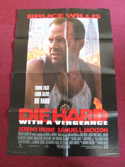 DIE HARD WITH A VENGEANCE FOLDED US ONE SHEET POSTER BRUCE WILLIS J. IRONS 1995