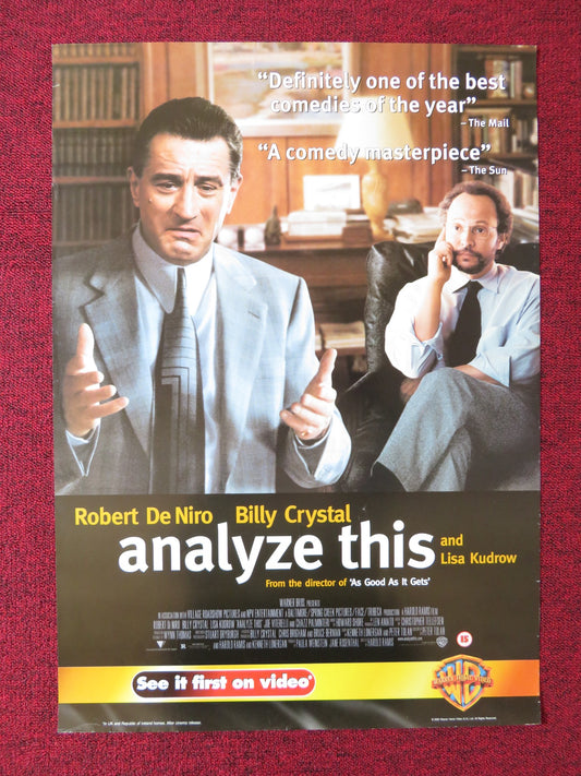 ANALYSE THIS VHS VIDEO POSTER ROBERT DE NIRO BILLY CRYSTAL 1999