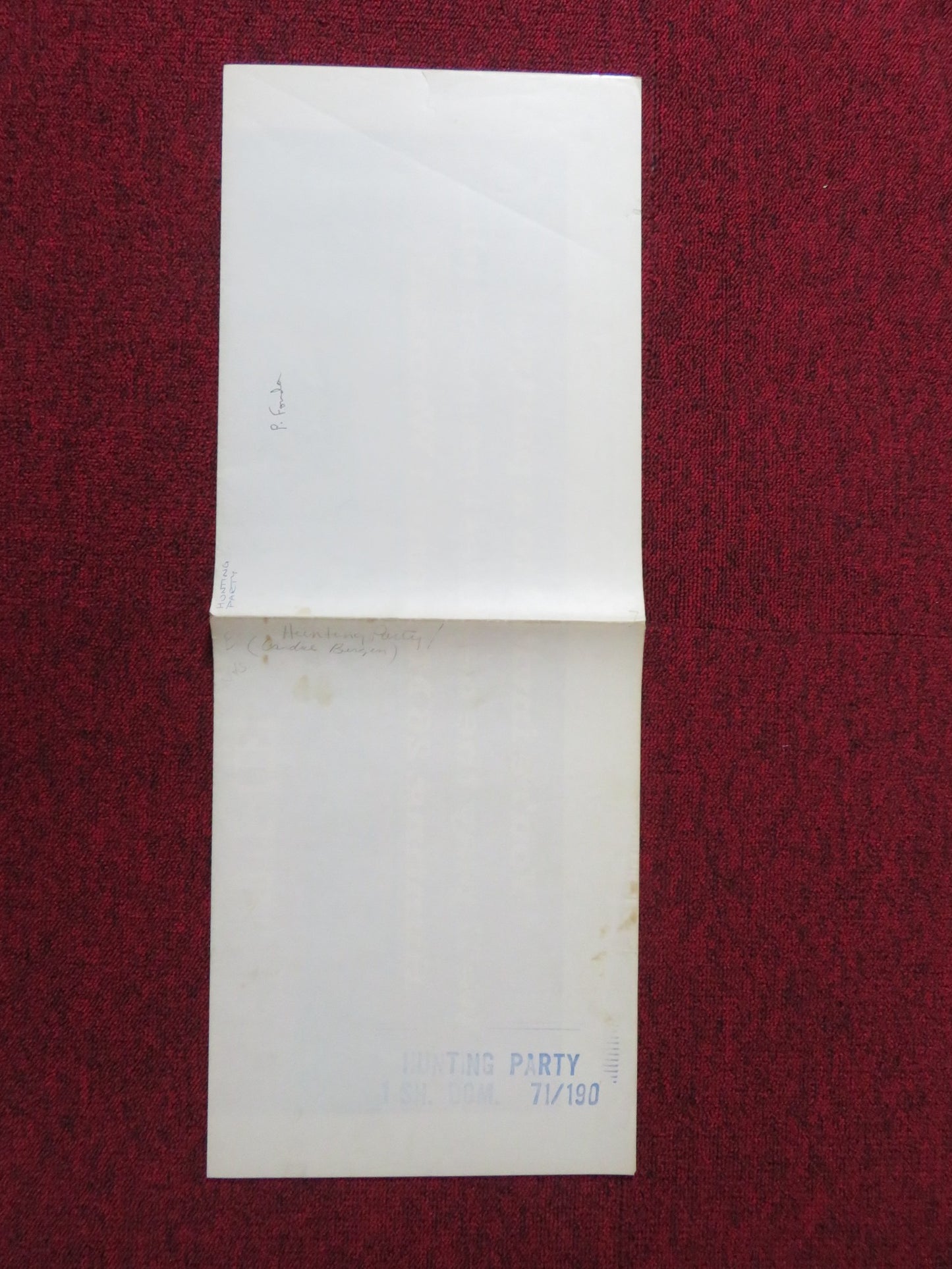 THE HUNTING PARTY FOLDED US ONE SHEET POSTER OLIVER REED CANDICE BERGEN 1971 - Rendezvous Cinema