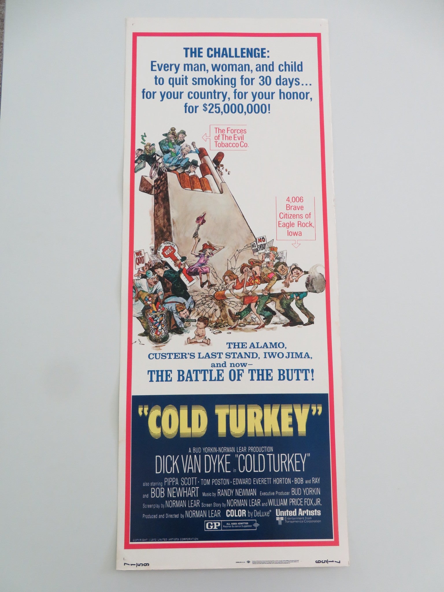 COLD TURKEY US INSERT POSTER DICK VAN DYKE PIPPA SCOTT 1970 cold-turkey-us-insert-poster-dick-van-dyke-pippa-scott-1970