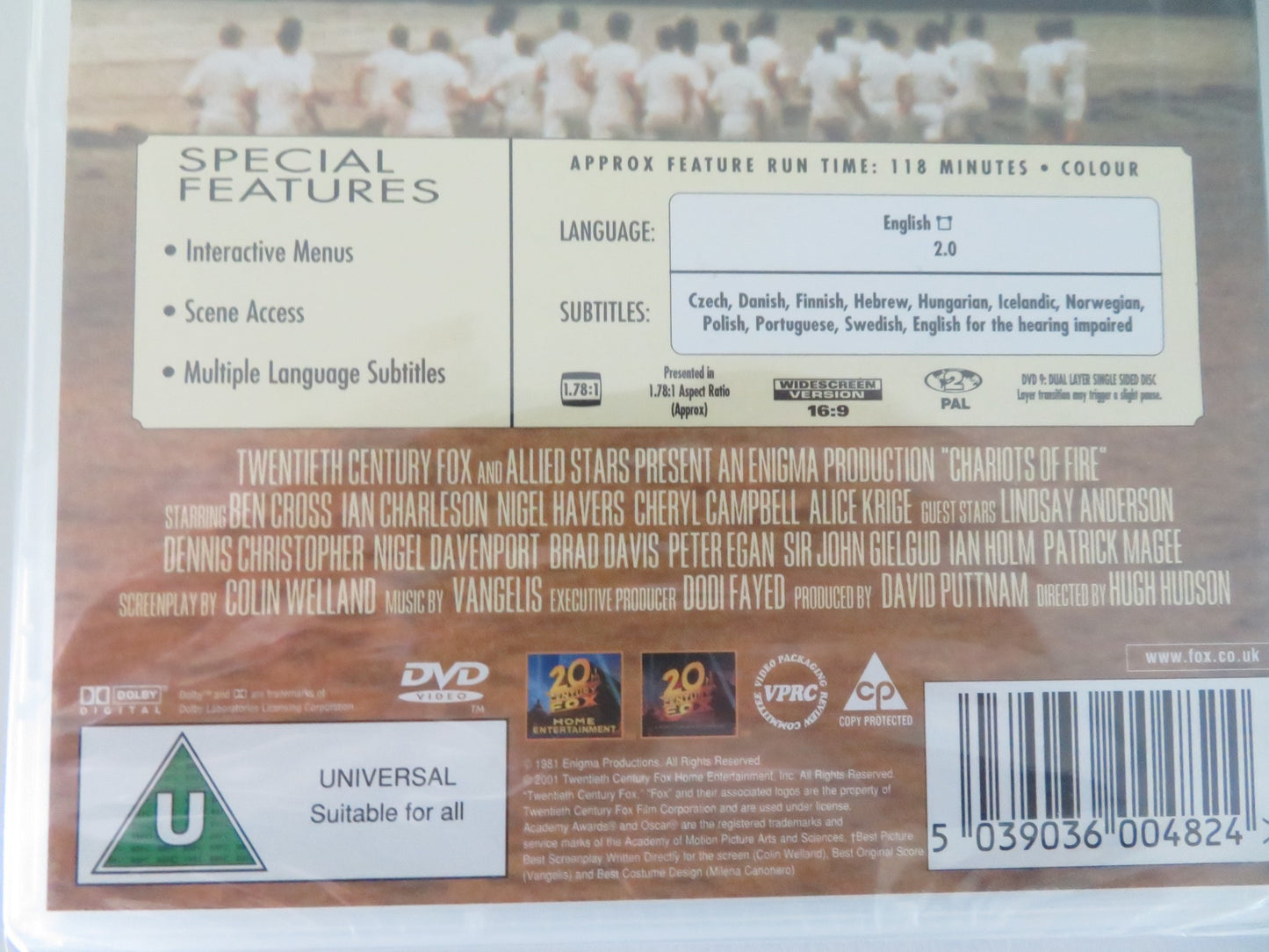 CHARIOTS OF FIRE (DVD) NICHOLAS FARRELL NIGEL HAVERS 1981 REGION 2